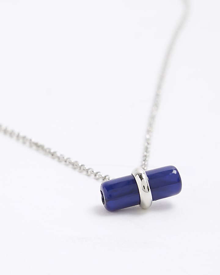 Blue Stone T Bar Necklace