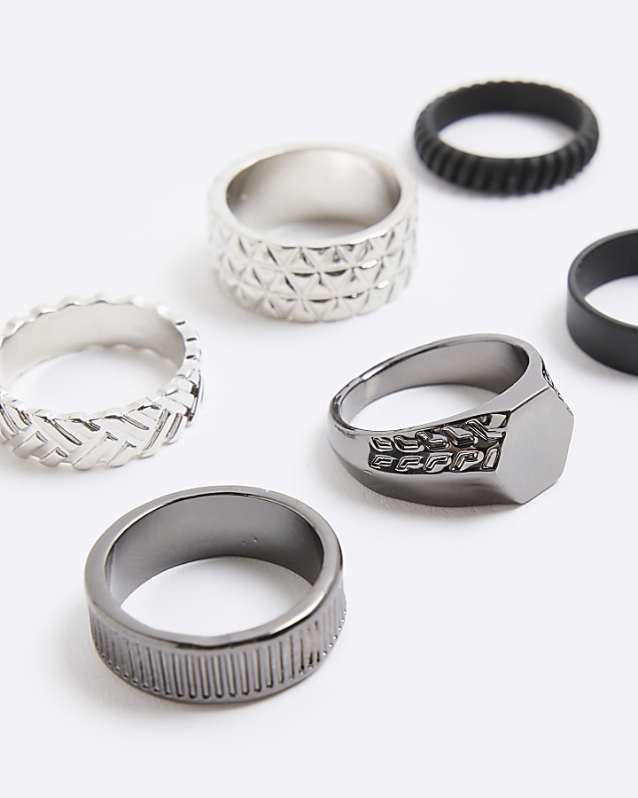 Black And Silver Ring Pack