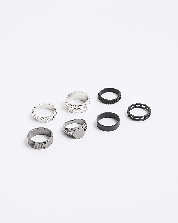 Black And Silver Ring Pack