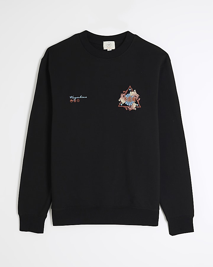 Black Regular Fit Japanese Sweatshirt