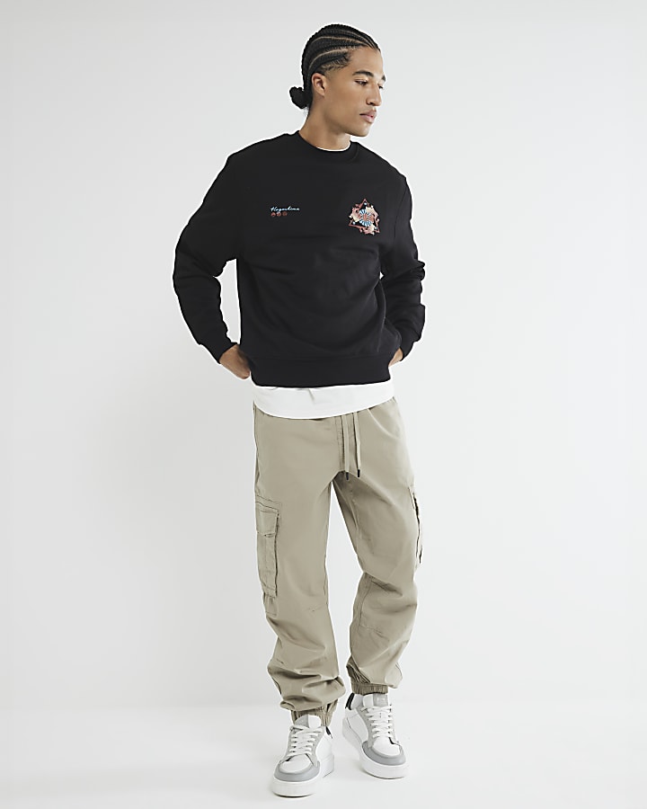 Black Regular Fit Japanese Sweatshirt