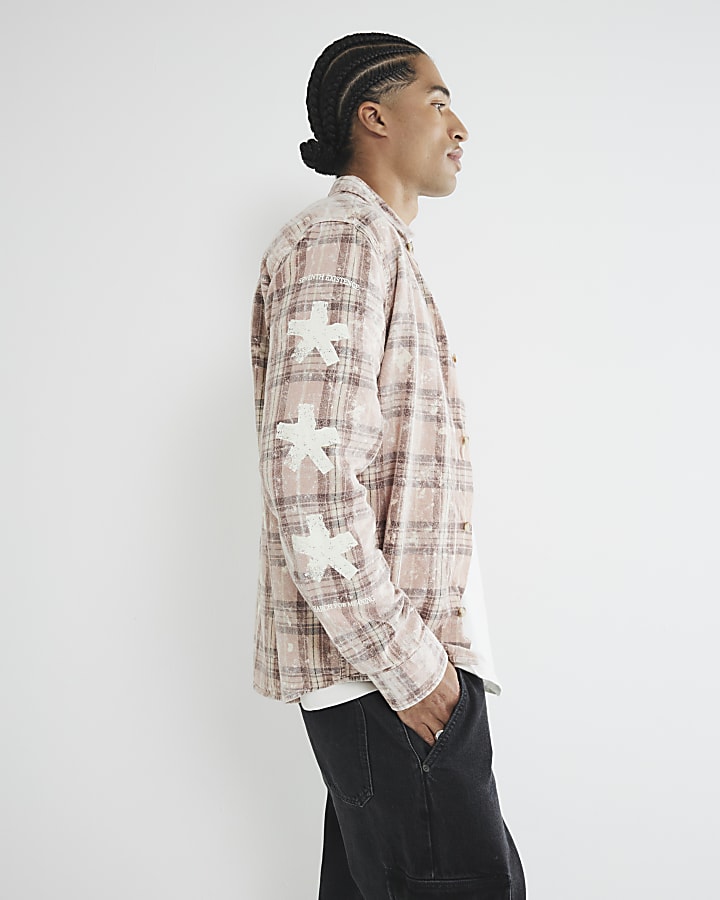 Pink Flannel Washed Check Shirt