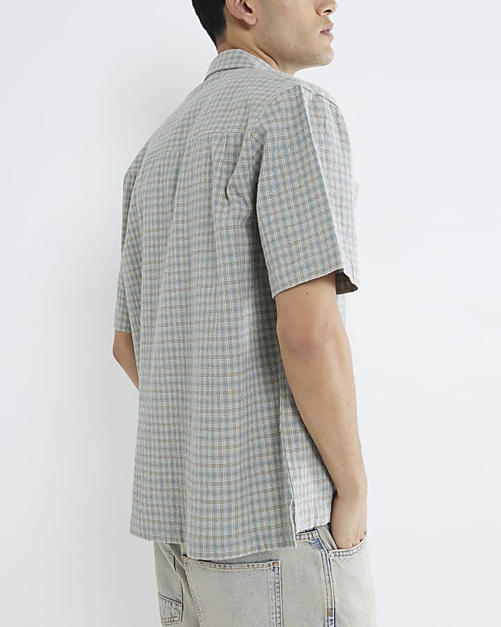 Blue Regular Fit Crepe Check Shirt