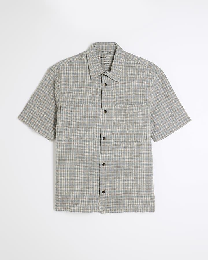 Blue Regular Fit Crepe Check Shirt