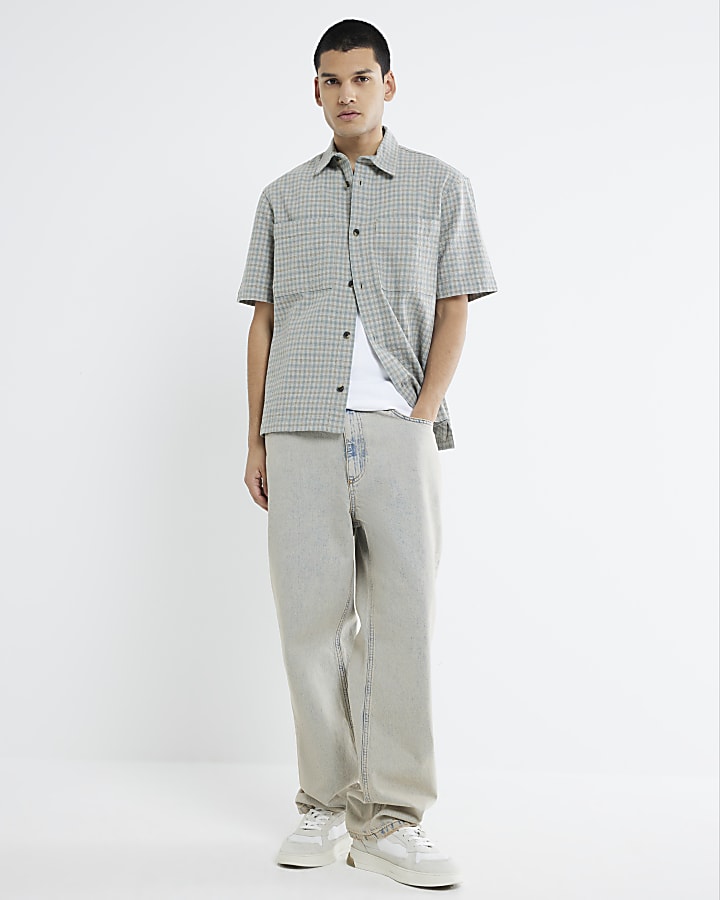 Blue Regular Fit Crepe Check Shirt