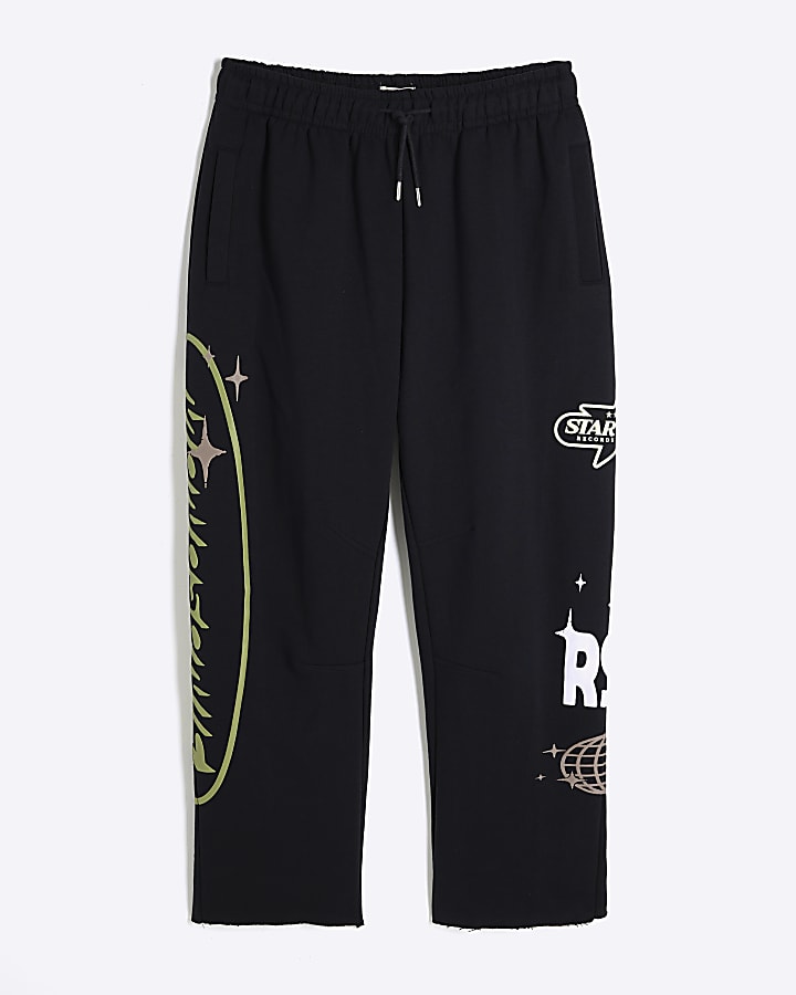 Black Regular Fit Printed Joggers