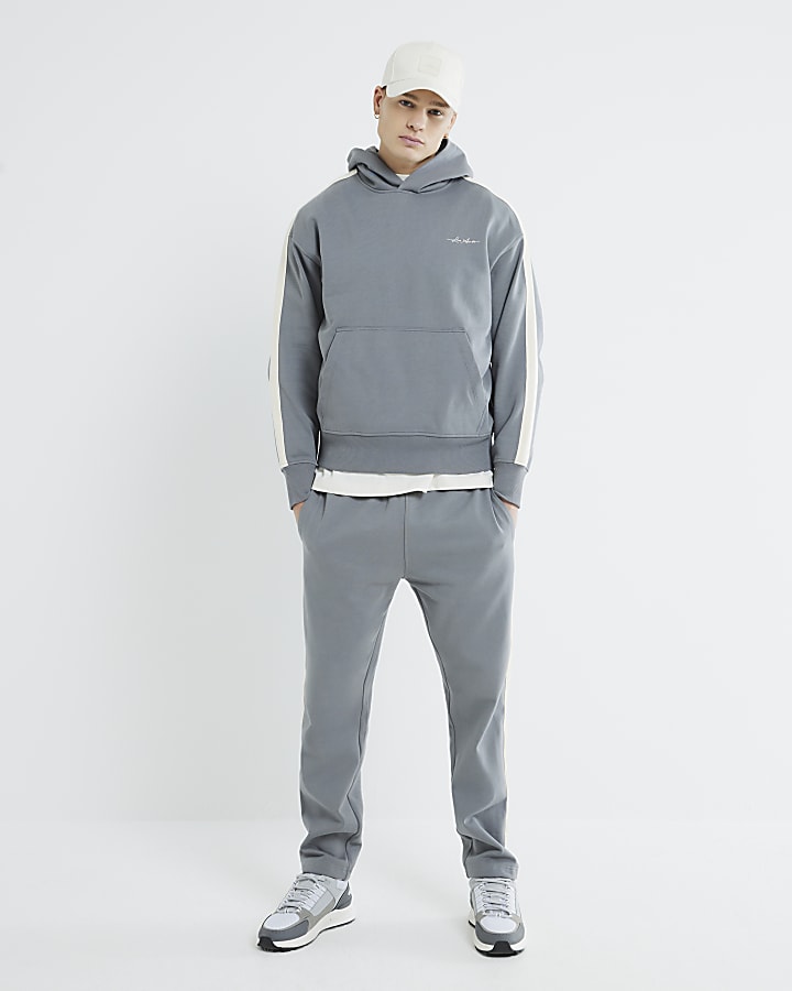 Grey Long Sleeve Taped Hoodie