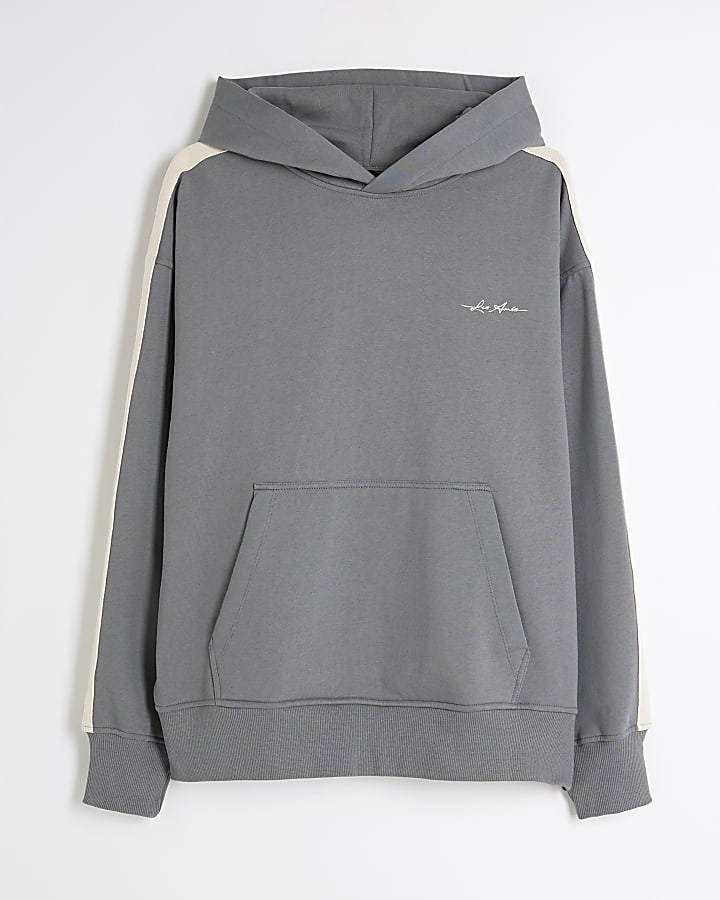 Grey Long Sleeve Taped Hoodie