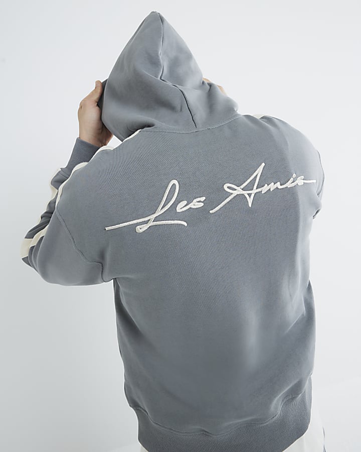 Grey Long Sleeve Taped Hoodie