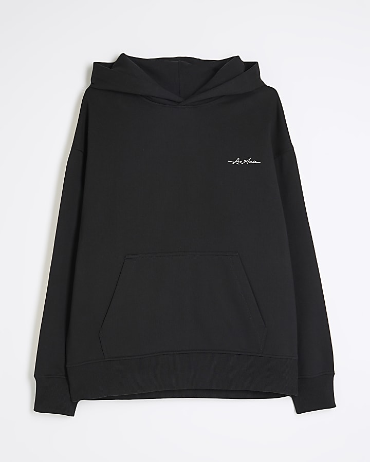 Black Long Sleeve Taped Hoodie