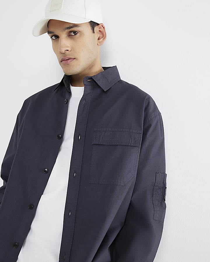 Navy Regular Fit Ripstop Shirt