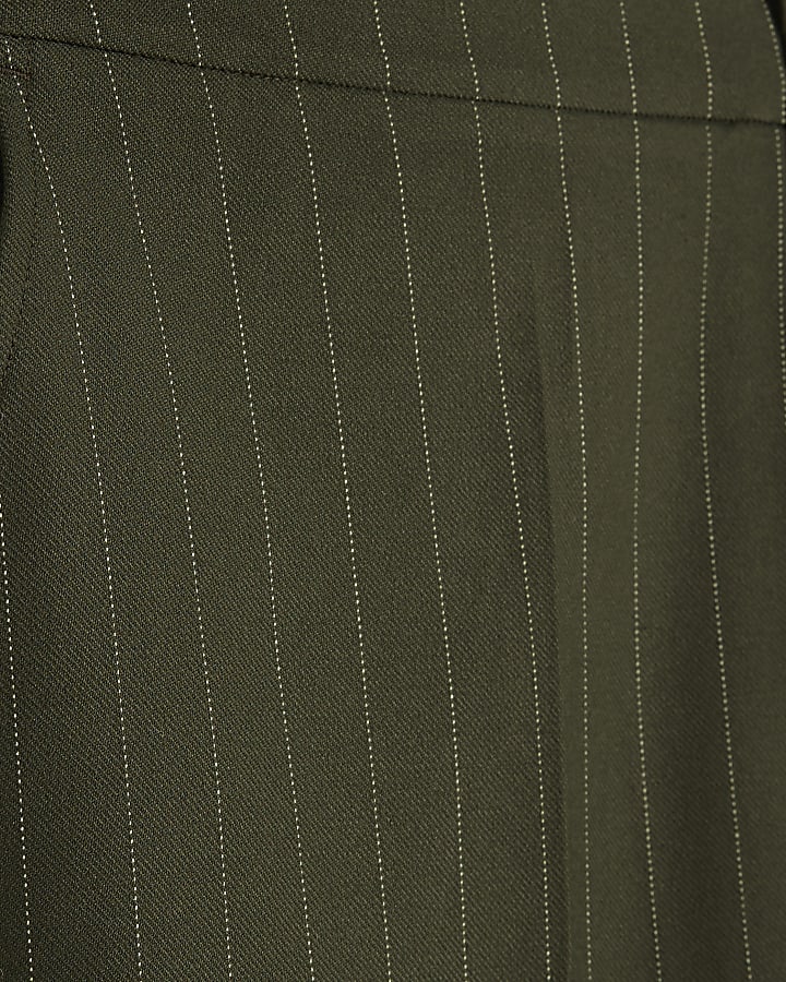 Khaki Pinstripe Slim Trousers