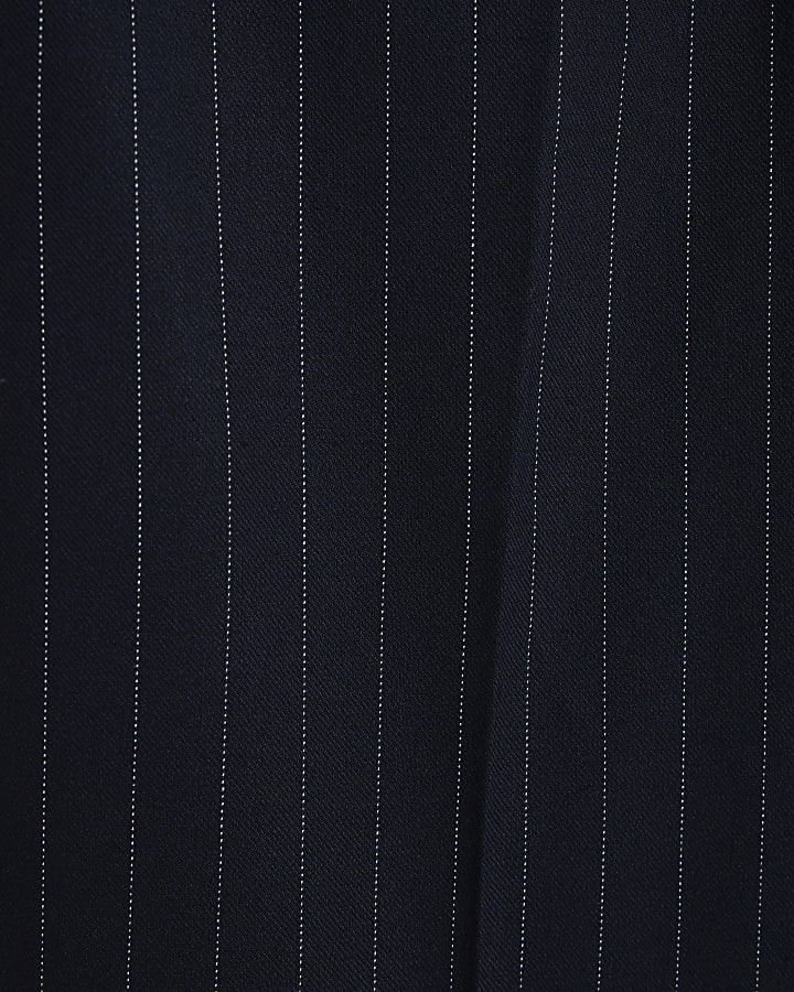 Navy Pinstripe Slim Trousers