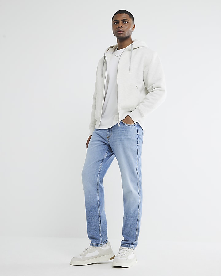 Blue Denim Tapered Fit Jeans