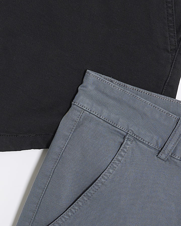 Black Pack Of 2 Skinny Fit Chino Shorts