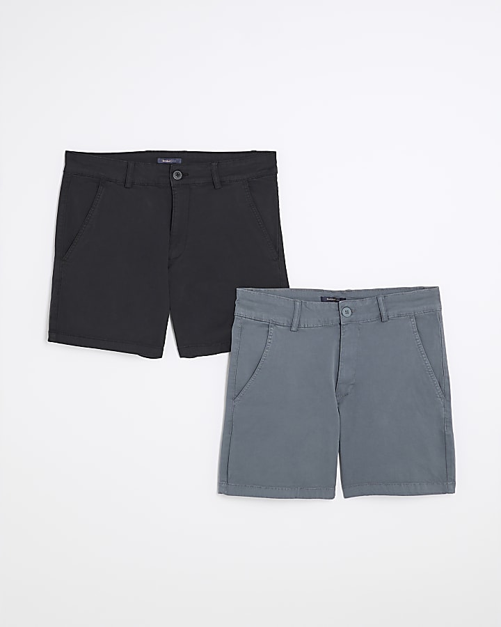 Black Pack Of 2 Skinny Fit Chino Shorts