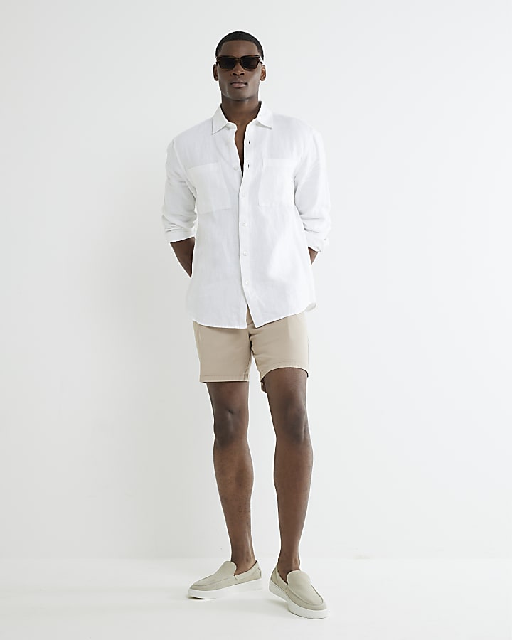 Stone Pack Of 2 Skinny Fit Chino Shorts