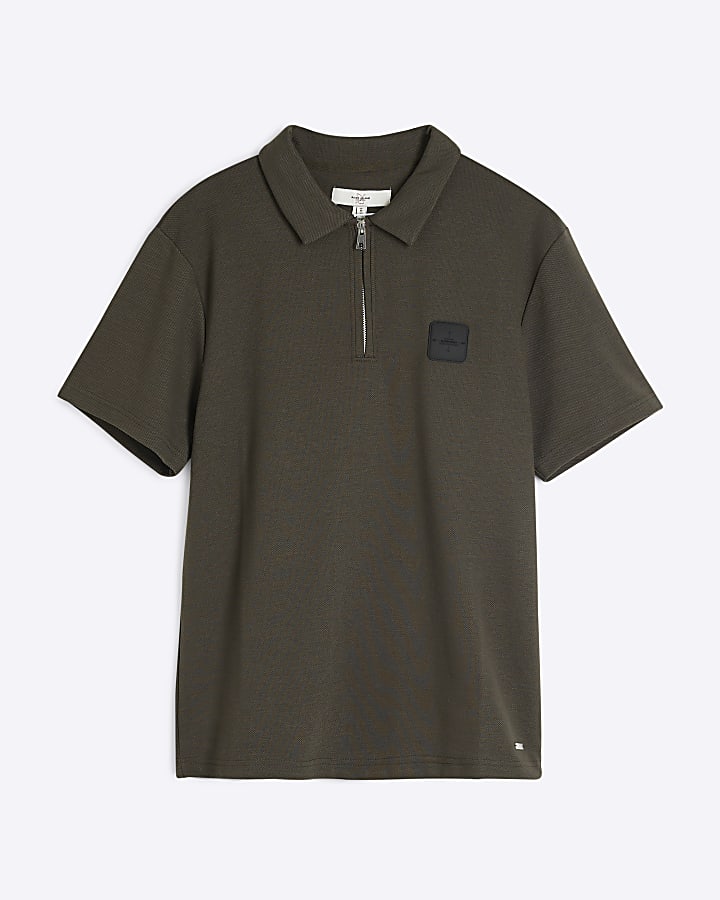 Khaki Slim Fit Badge Polo Shirt