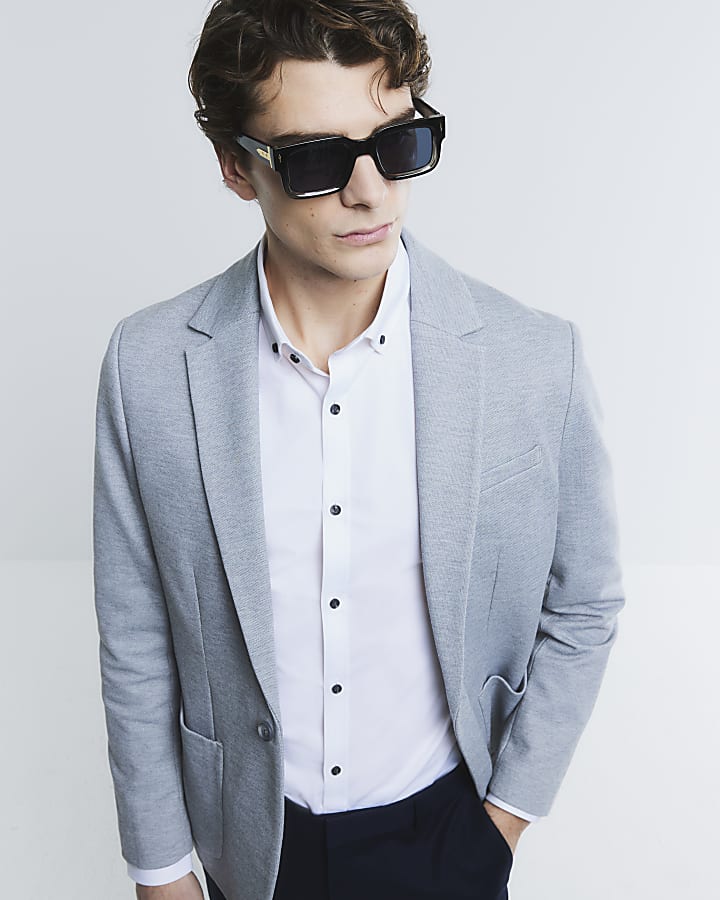 Grey Jersey Suit Blazer