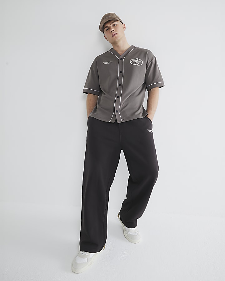 Brown Regular Fit Print Baseball Shirt