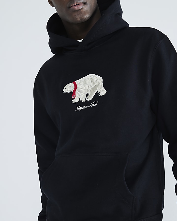 Black Xmas Polar Bear Hoodie