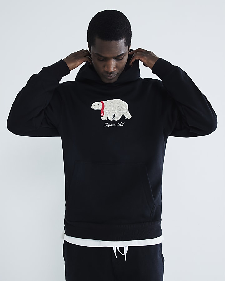 Black Xmas Polar Bear Hoodie