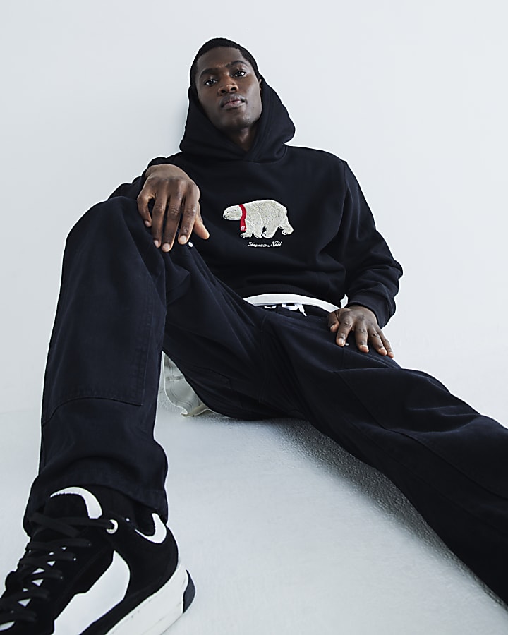 Black Xmas Polar Bear Hoodie