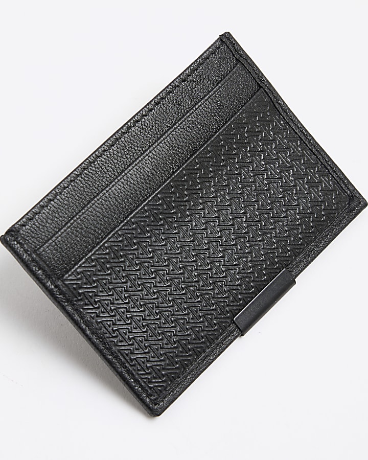 Black Leather RI Monogram Cardholder