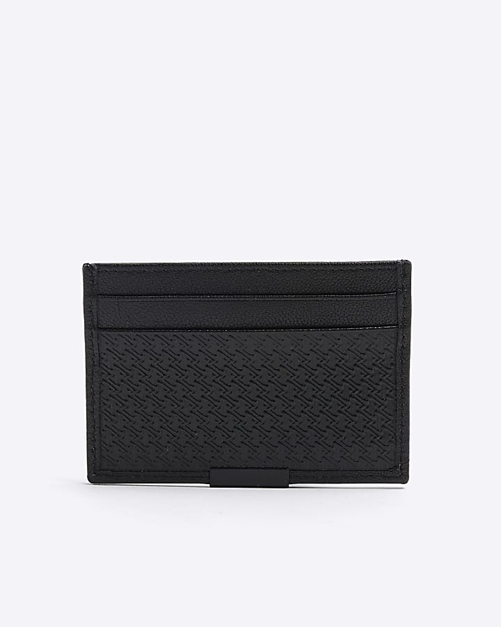 Black Leather RI Monogram Cardholder