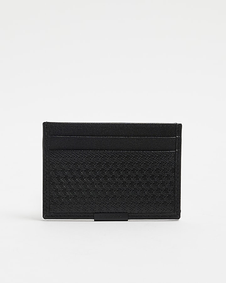 Black Leather RI Monogram Cardholder