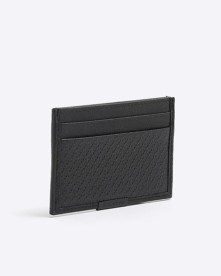 Black Leather RI Monogram Cardholder