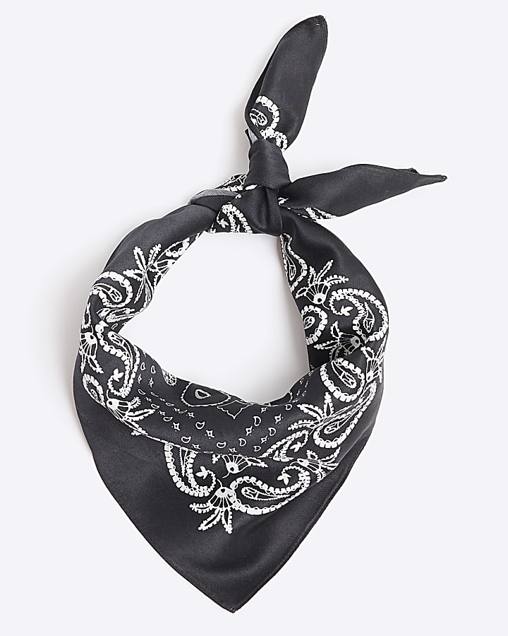 Black Satin Paisley Bandana