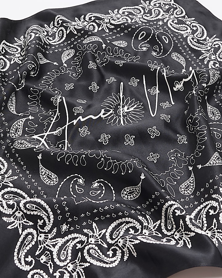 Black Satin Paisley Bandana