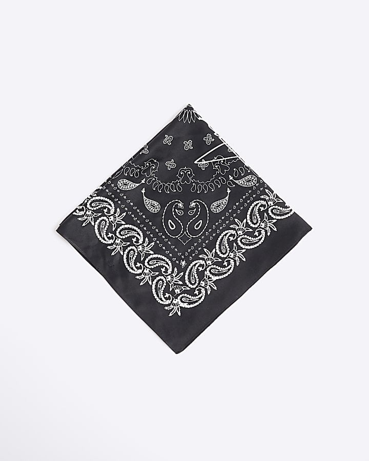 Black Satin Paisley Bandana