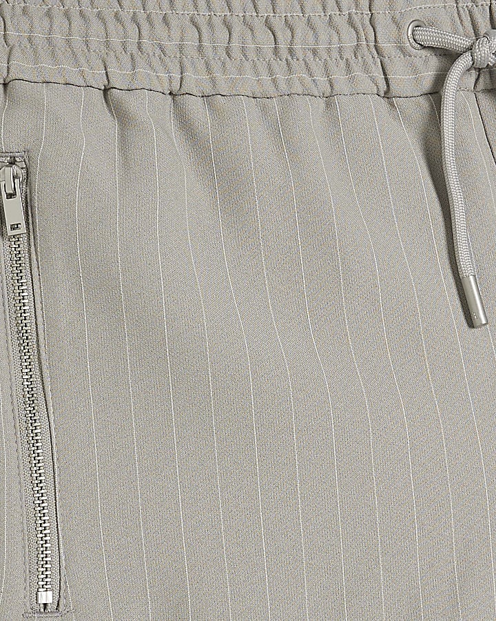 Slim Fit Grey Pinstripe Shorts