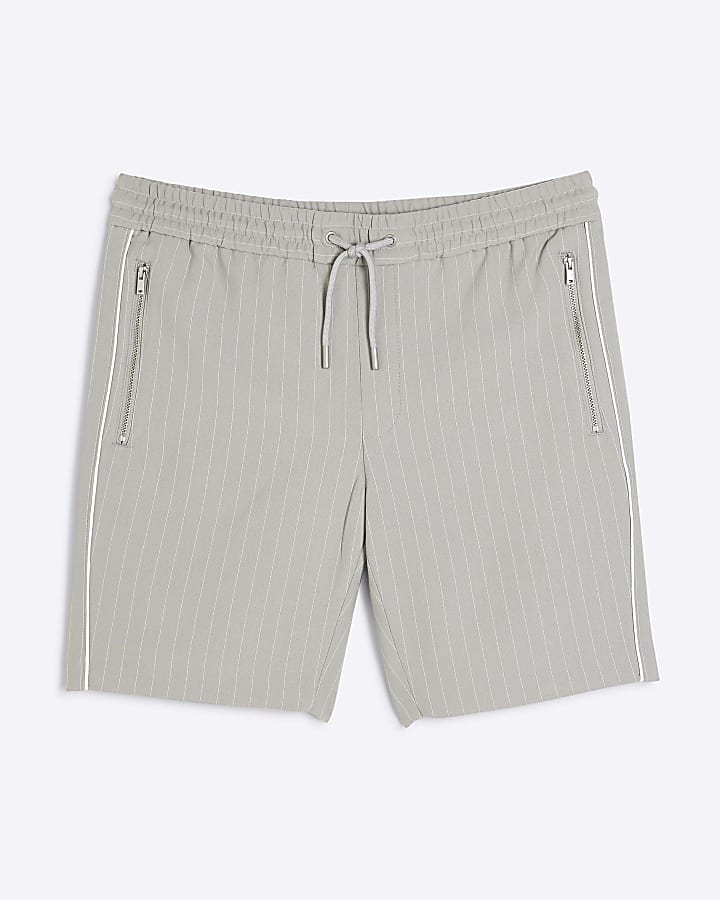 Slim Fit Grey Pinstripe Shorts
