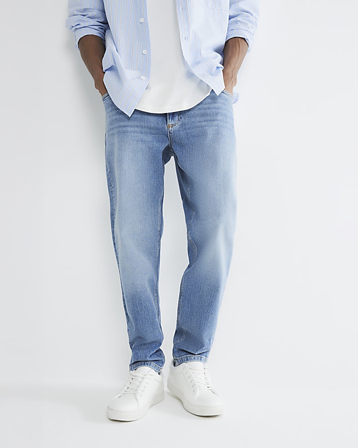 Blue Denim Tapered Jeans