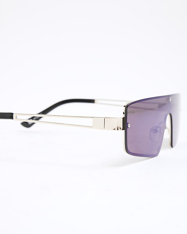 Black And Blue Mirrored Side Sunglasses