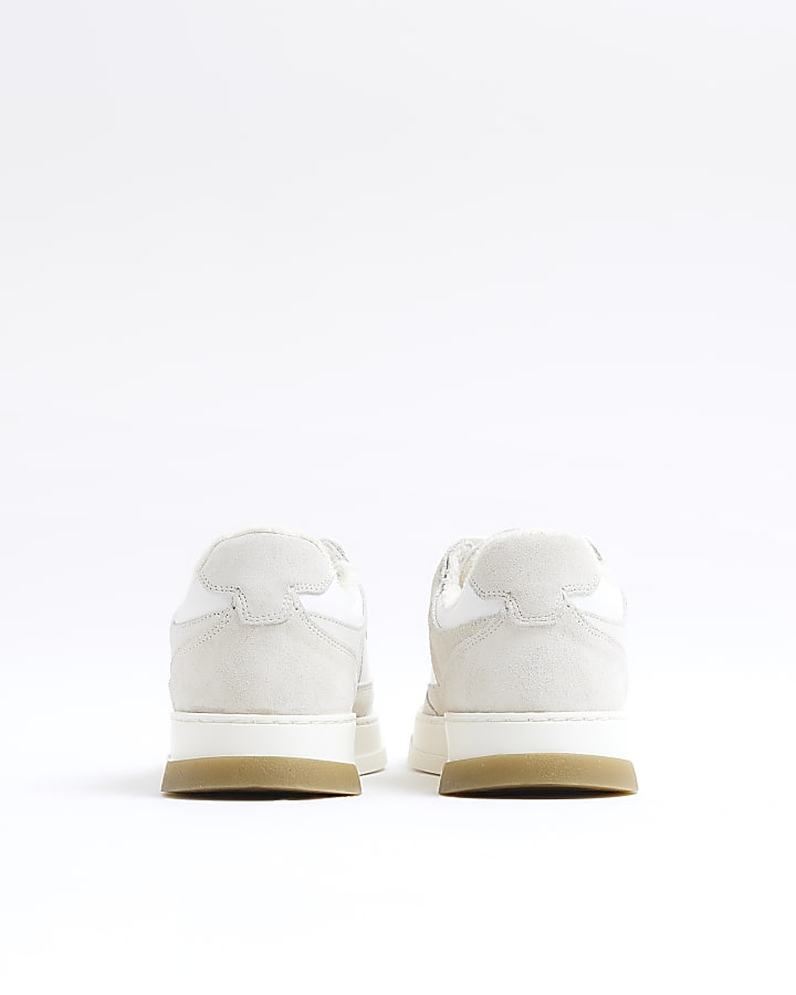Beige Premium Suede Lace Up Trainers