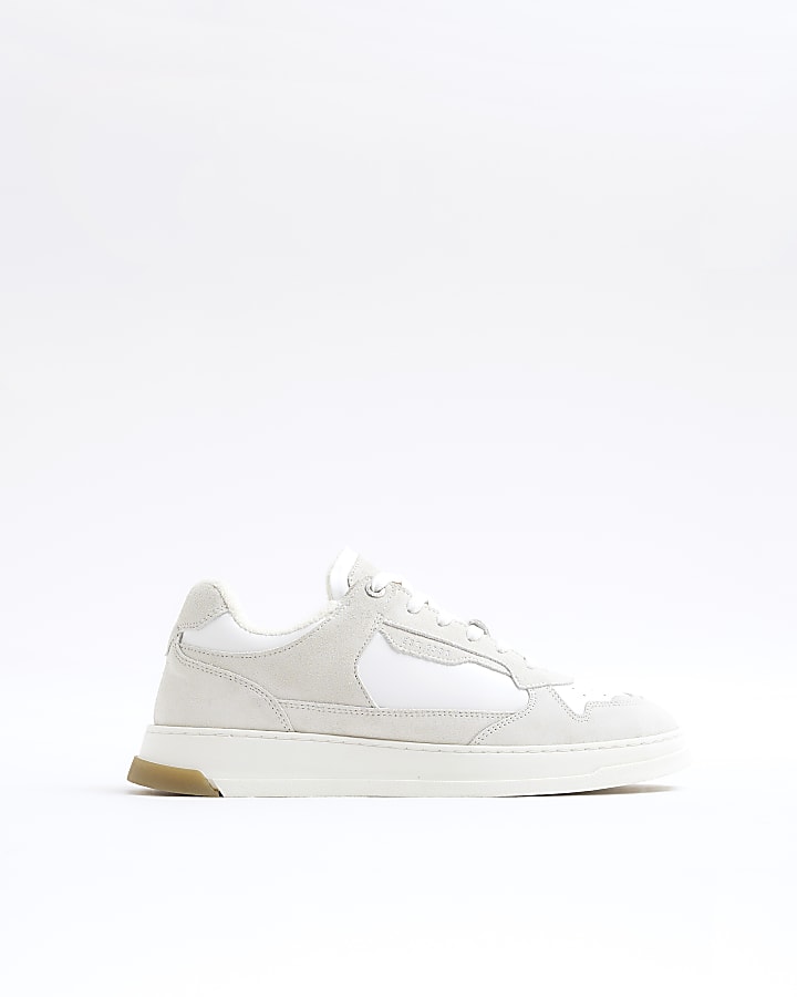 Beige Premium Suede Lace Up Trainers
