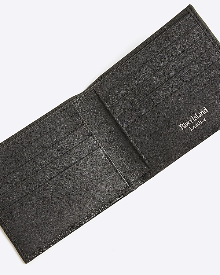 Black Leather RR Monogram Wallet