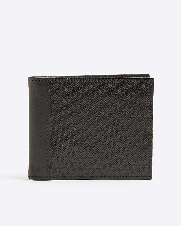 Black Leather RR Monogram Wallet