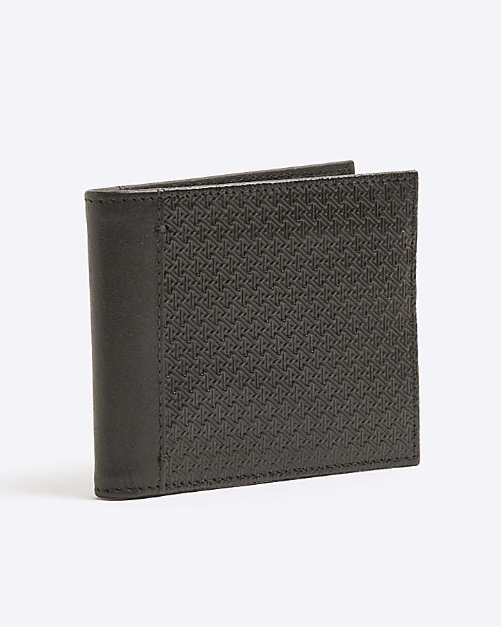 Black Leather RR Monogram Wallet