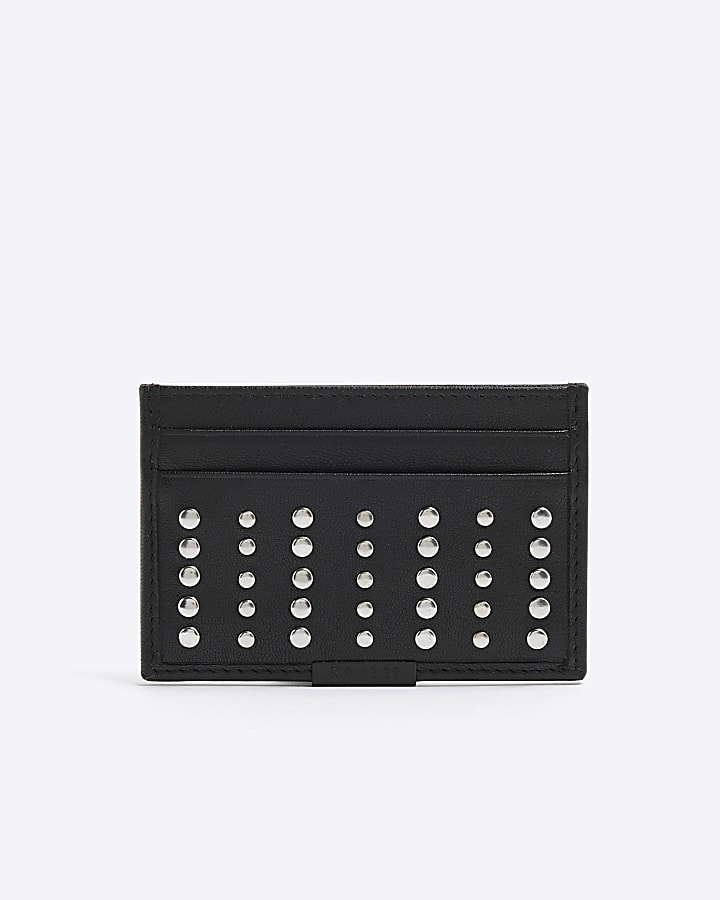 Black Leather Studded Cardholder