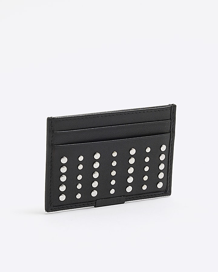 Black Leather Studded Cardholder