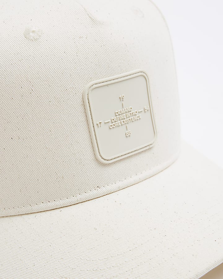 Beige Rubber Badge Baseball Cap