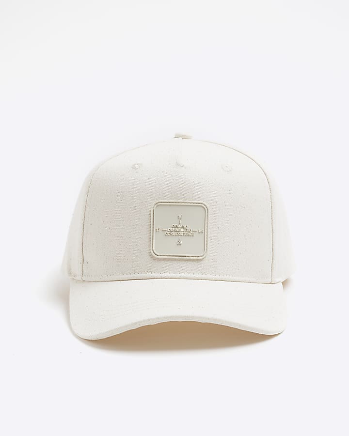 Beige Rubber Badge Baseball Cap