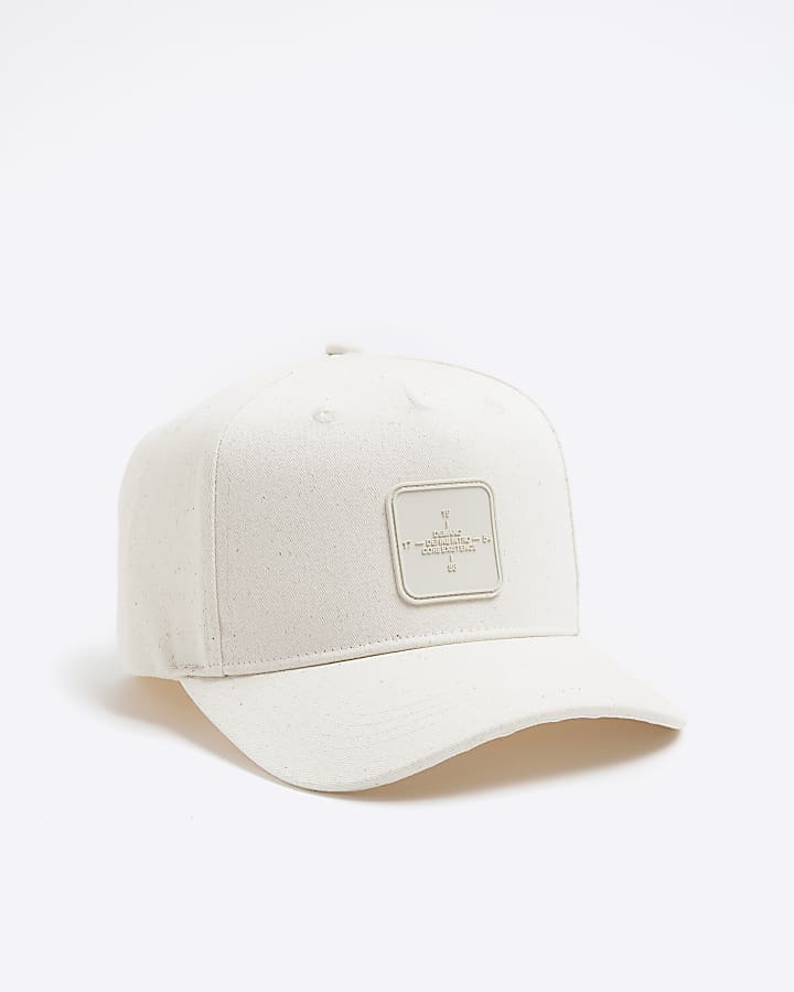 Beige Rubber Badge Baseball Cap