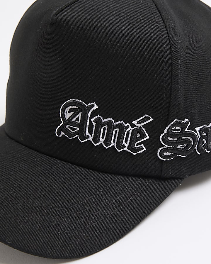 Black Gothic Side Ame Saint Paris Logo Cap