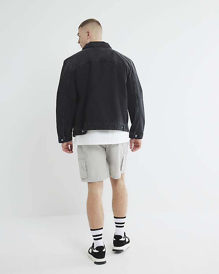 Grey Nylon Cargo Shorts